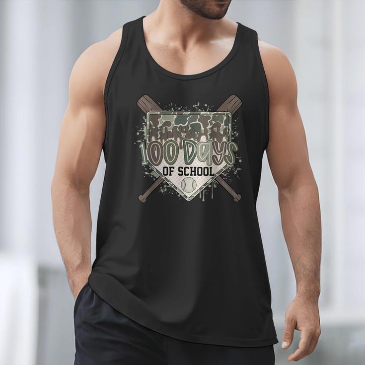 Camo 100 Days Of School Baseball Home Plate Drip Boy Kids Men Tank Top Camo 100 Days Of School Baseball Home Plate Drip Boy Kids Men Tank Top