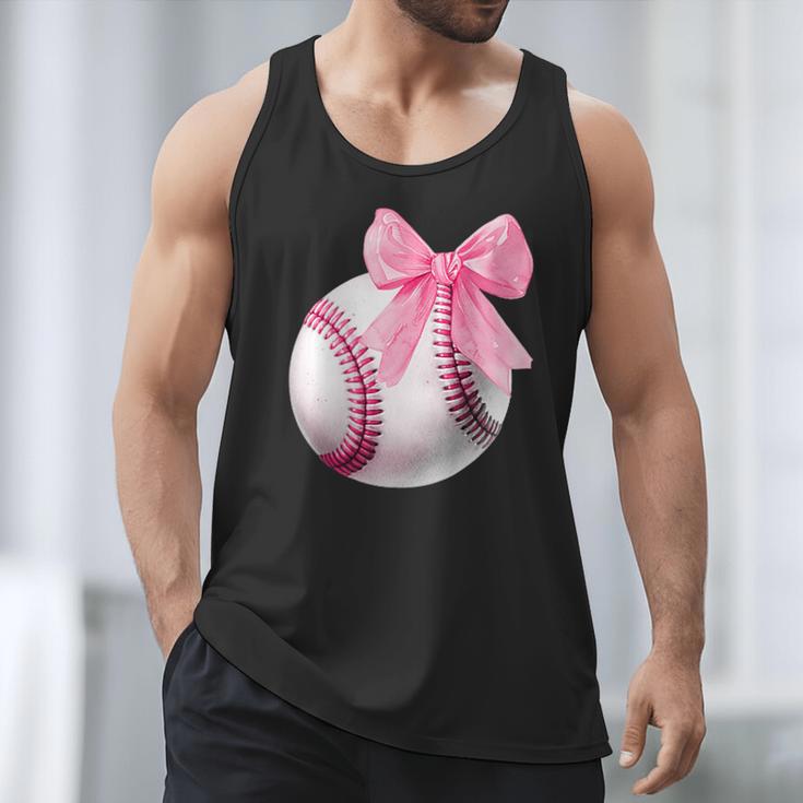 Cute Coquette Baseball Pink Bow Player & Fan Girls Men Tank Top