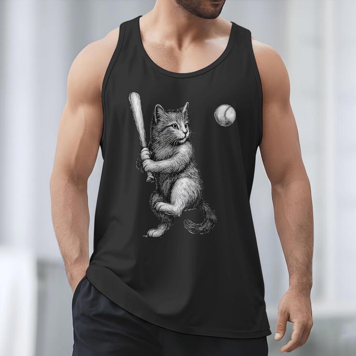 Cute Kitten Playing Baseball Hitter Bat Cool Baseball Cat Men Tank Top Cute Kitten Playing Baseball Hitter Bat Cool Baseball Cat Men Tank Top