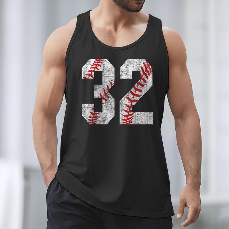 Distressed Baseball Number 32 Jersey Uniform Player Fan Men Tank Top Distressed Baseball Number 32 Jersey Uniform Player Fan Men Tank Top