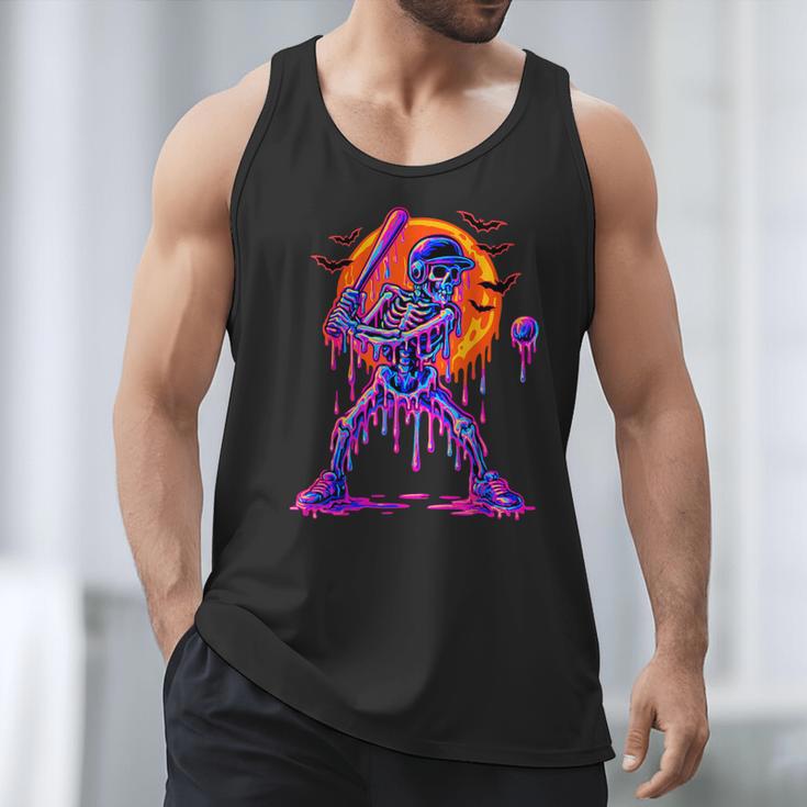 Drip Skeleton Batting Baseball Halloween Men Tank Top