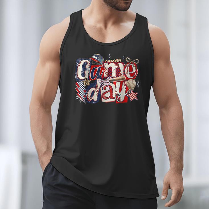 Game Day Baseball Leopard Coquette Bow Mama Mom Sister Men Tank Top