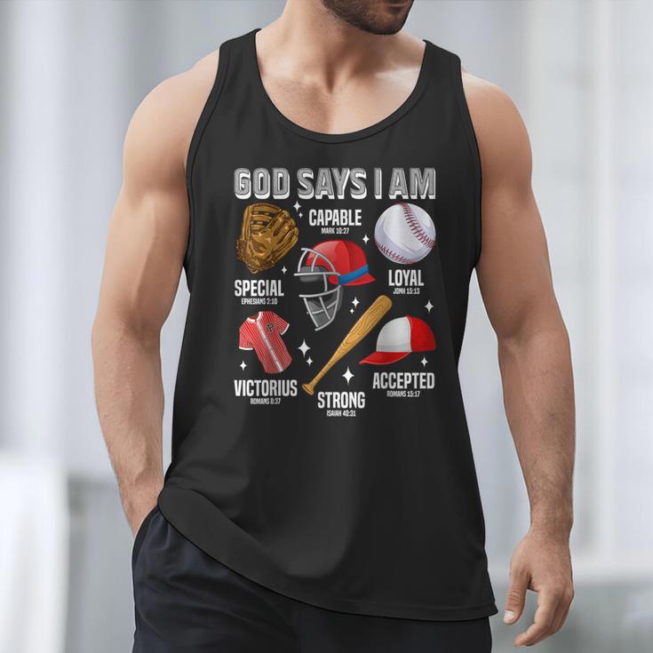 God Says I Am Baseball Player Catcher Pitcher Boys Men Men Tank Top God Says I Am Baseball Player Catcher Pitcher Boys Men Men Tank Top