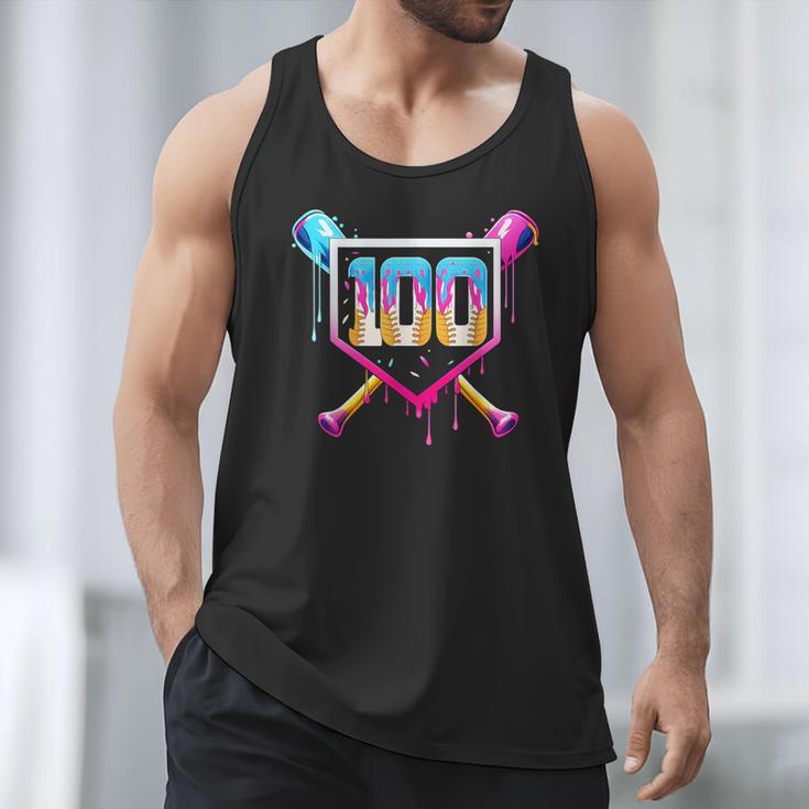 Happy 100 Days Of School Baseball Drip 100th Day Of School Men Tank Top Happy 100 Days Of School Baseball Drip 100th Day Of School Men Tank Top