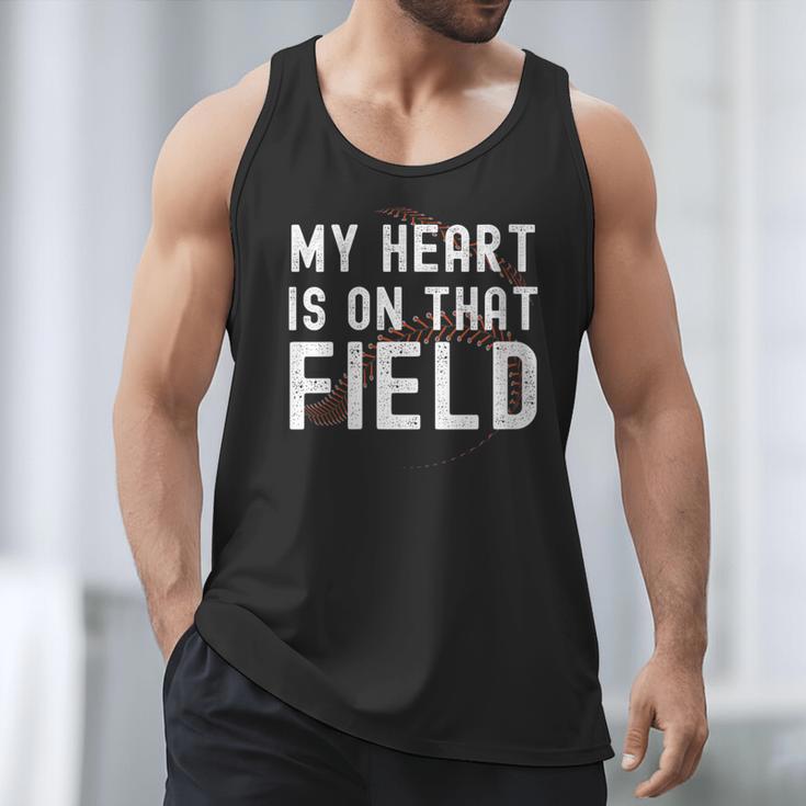 My Heart Is On That Field Baseball Softball Dad Father Men Tank Top My Heart Is On That Field Baseball Softball Dad Father Men Tank Top