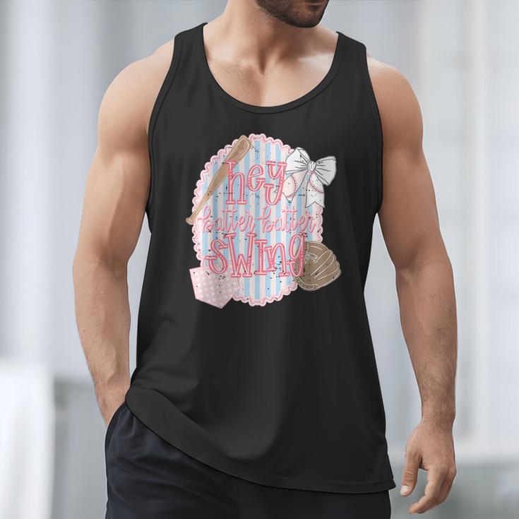 Hey Batter Batter Swing Baseball Game Day Coquette Bow Girly Men Tank Top Hey Batter Batter Swing Baseball Game Day Coquette Bow Girly Men Tank Top