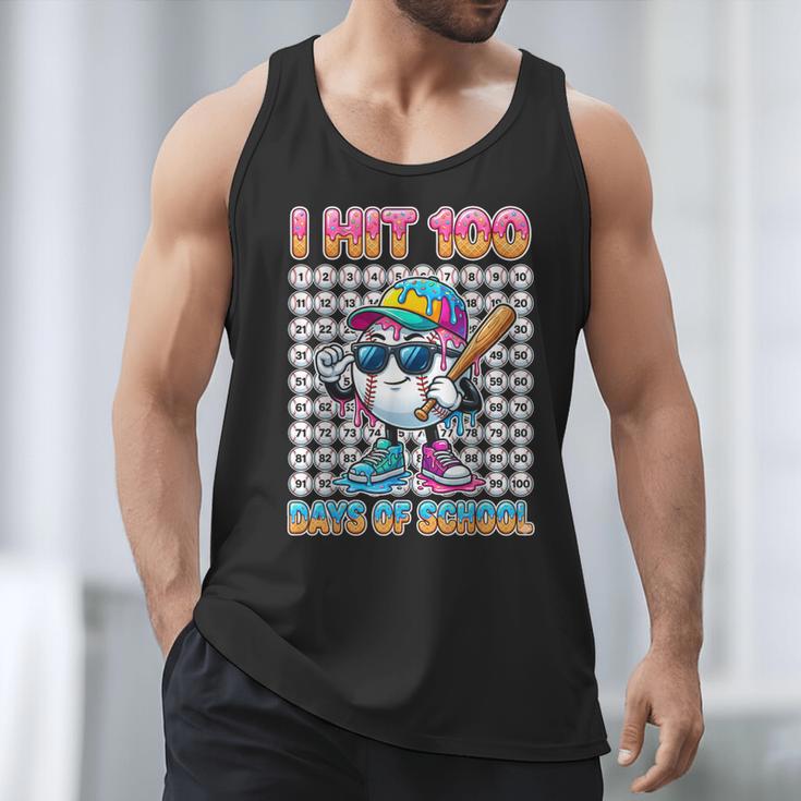 I Hit 100 Days Of School Baseball Ice Cram Drip 100th Boys Men Tank Top I Hit 100 Days Of School Baseball Ice Cram Drip 100th Boys Men Tank Top