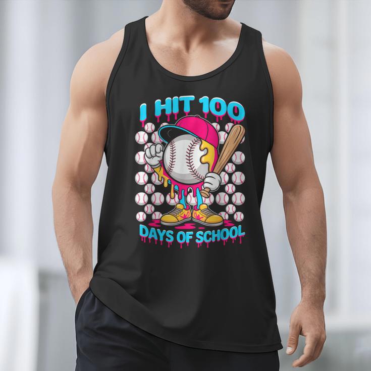 I Hit 100 Days Of School Baseball Ice Cream Drip Men Tank Top I Hit 100 Days Of School Baseball Ice Cream Drip Men Tank Top