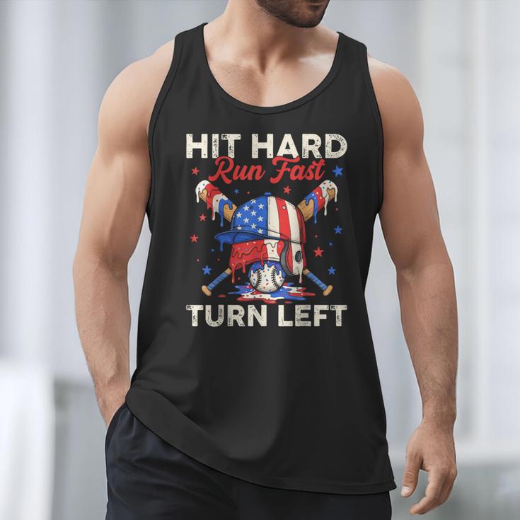 Hit Hard Run Fast Turn Left Baseball Cream Drip Crossed Bats Men Tank Top Hit Hard Run Fast Turn Left Baseball Cream Drip Crossed Bats Men Tank Top