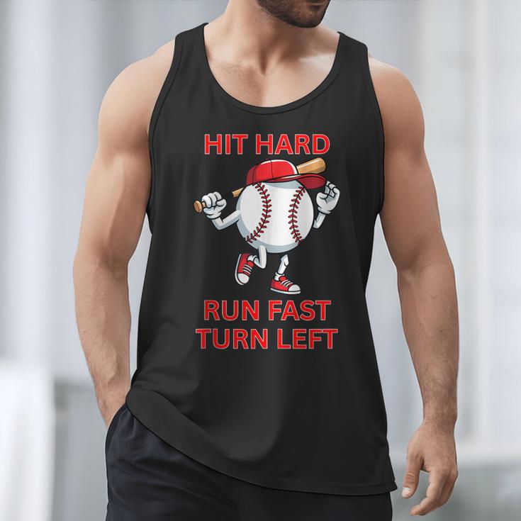 Hit Hard Run Fast Turn Left Baseball Player Men Tank Top Hit Hard Run Fast Turn Left Baseball Player Men Tank Top