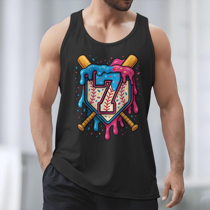 HUGvyn 7th Birthday Baseball Ice Cream Drip Number 7 Kid Boy Men Tank Top HUGvyn 7th Birthday Baseball Ice Cream Drip Number 7 Kid Boy Men Tank Top