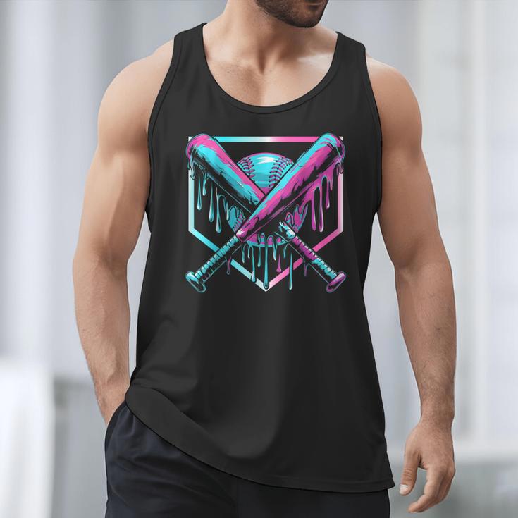 Ice Cream Baseball Drip Home Plate Bats Cool For Boys Youth Men Tank Top