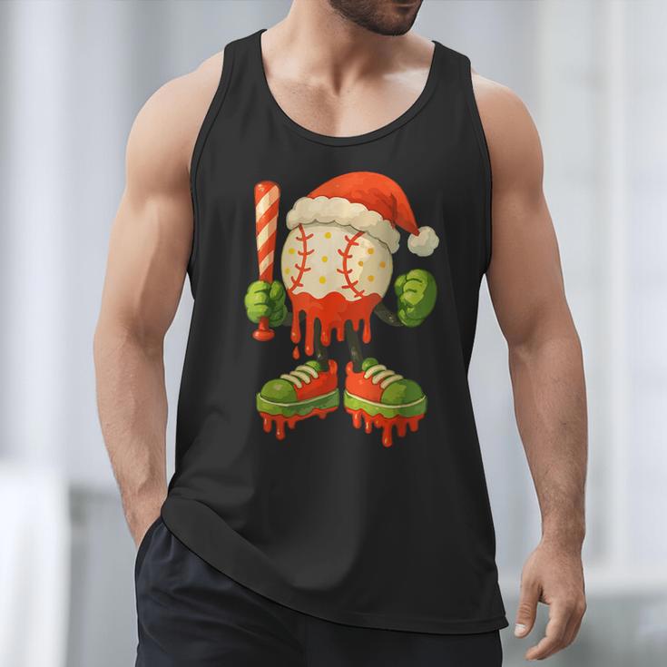 Ice Cream Drip Baseball Christmas Baseball Drip Candy Cane Men Tank Top Ice Cream Drip Baseball Christmas Baseball Drip Candy Cane Men Tank Top