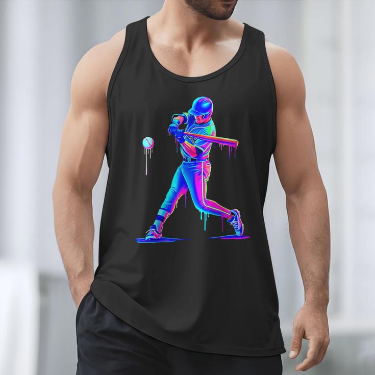 Ice Cream Drip Melting Baseball Bat Player Baseball Dad Men Tank Top