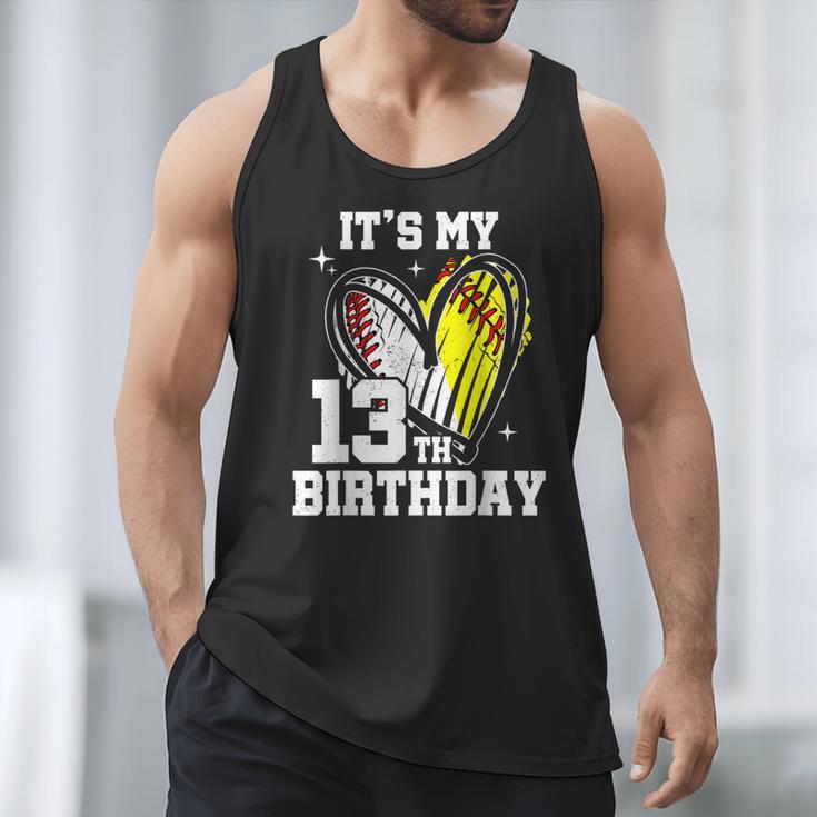It's My 13th Birthday Baseball Softball Heart 13 Year Old Men Tank Top It's My 13th Birthday Baseball Softball Heart 13 Year Old Men Tank Top