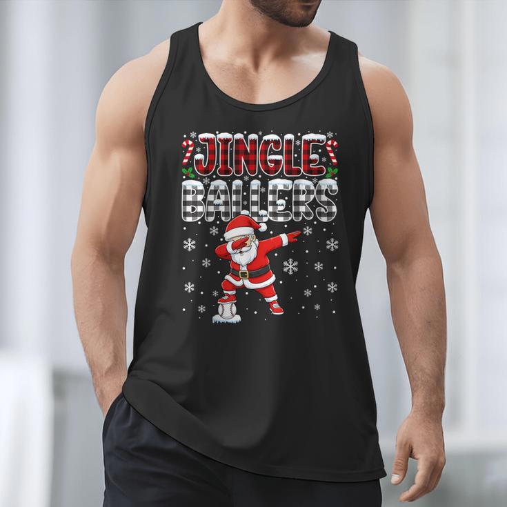 Jingle Ballers Plaid Santa Dabbing Baseball Christmas Men Tank Top