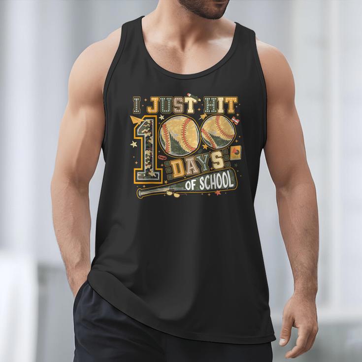 I Just Hit 100 Days Of School Camo Baseball Boy Kids Teacher Men Tank Top