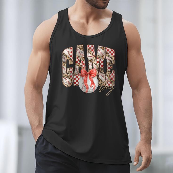 Leopard Checkered Game Day Baseball Coquette Bow Women Girls Men Tank Top Leopard Checkered Game Day Baseball Coquette Bow Women Girls Men Tank Top