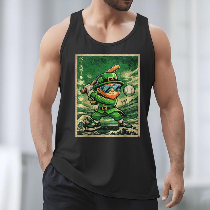 Leprechaun Playing Baseball Japanese Art St Patricks Day Men Tank Top Leprechaun Playing Baseball Japanese Art St Patricks Day Men Tank Top
