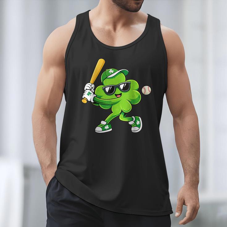 Lucky Shamrock Playing Baseball St Patrick's Kids Boys Men Tank Top