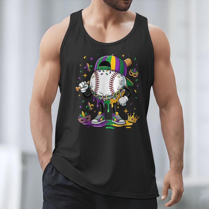 Mardi Gras Ice Cream Drip Baseball Carnival Party Mask Boys Men Tank Top