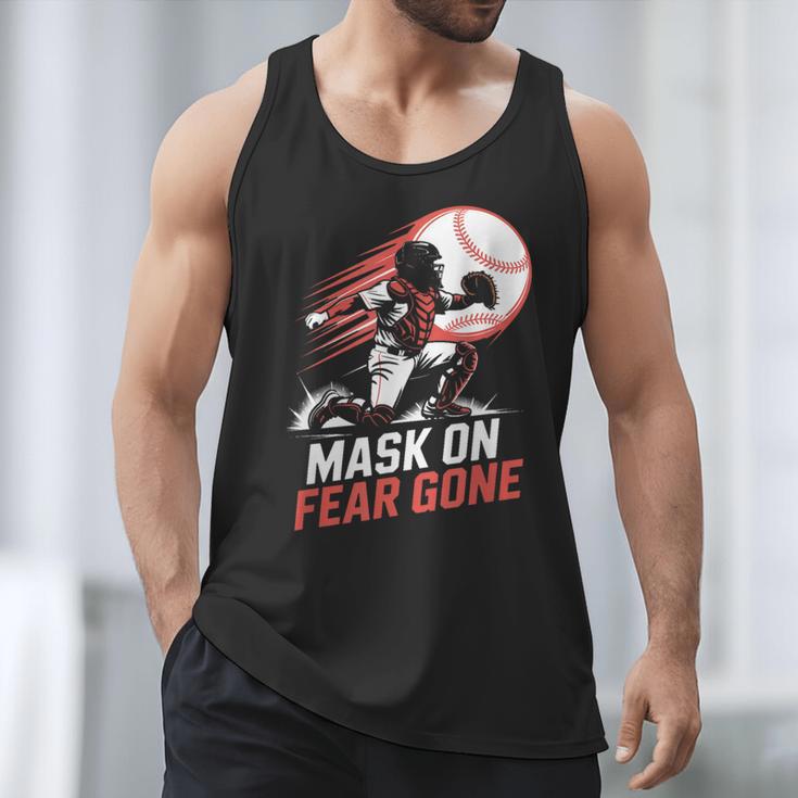 Mask On Fear Gone Baseball Catcher Softball Men Tank Top