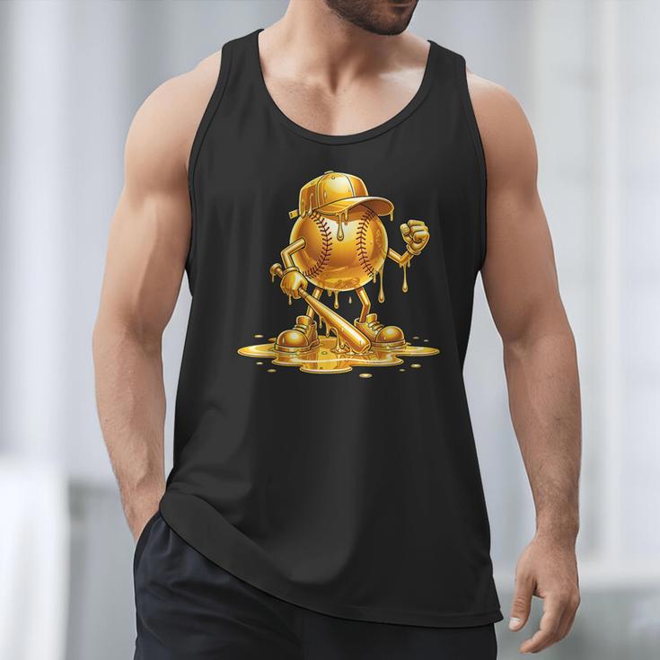 Melting Baseball Mascot Slugger Bat Cap Cartoon Men Tank Top