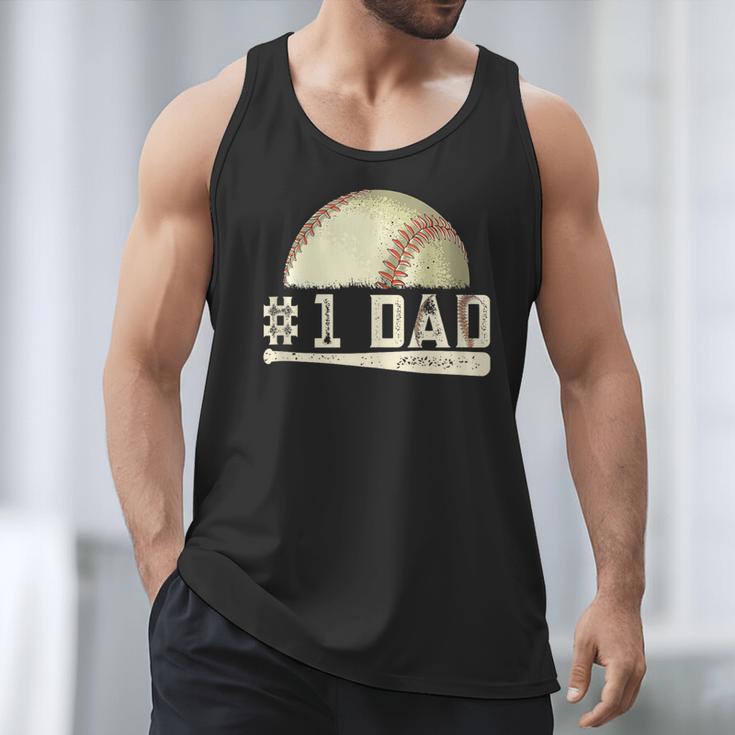 Number One Baseball Dad Fathers Day Baseball Player Dad Papa Men Tank Top
