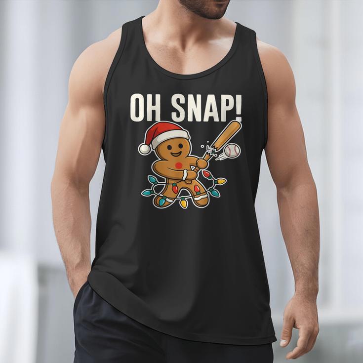 Oh Snap Gingerbreadman Christmas Baseball Humor Men Tank Top