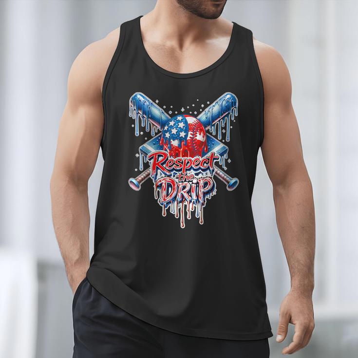 Respect The Drip Baseball American Flag Ice Cream Drip Youth Men Tank Top Respect The Drip Baseball American Flag Ice Cream Drip Youth Men Tank Top