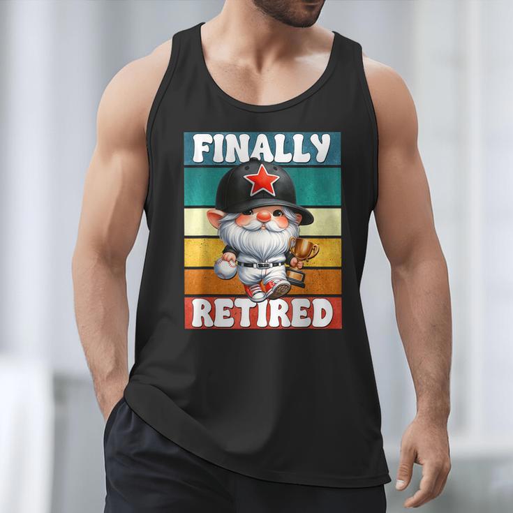 Retro Baseball Retirement Gnome Baseball Dad Finally Retired Men Tank Top