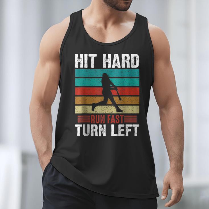 Retro Hit Hard Run Fast Turn Left Baseball Lover Men Tank Top Retro Hit Hard Run Fast Turn Left Baseball Lover Men Tank Top