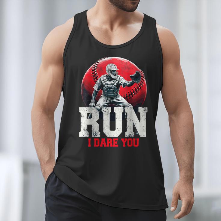 Run I Dare You Baseball Ball Player Catcher Coach Tee Men Tank Top