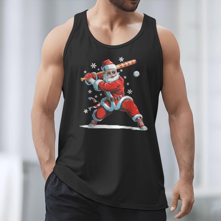 Santa Playing Baseball Christmas Candy Cane Fun Xmas Holiday Men Tank Top Santa Playing Baseball Christmas Candy Cane Fun Xmas Holiday Men Tank Top
