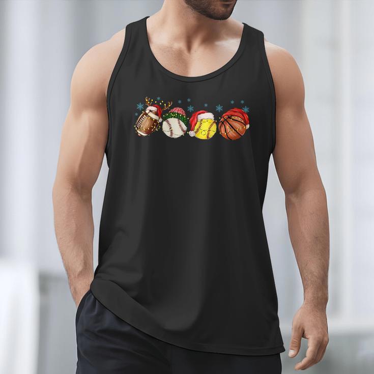Santa Sports Boys Xmas Baseball Football Softball Basketball Men Tank Top Santa Sports Boys Xmas Baseball Football Softball Basketball Men Tank Top