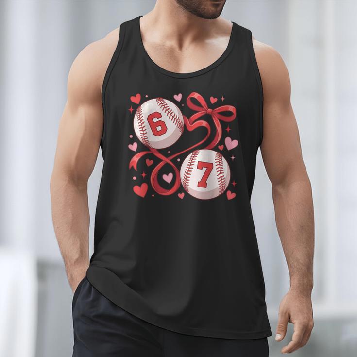 Six Seven Baseball Lover Sports Red Heart Bow Valentine Girl Men Tank Top