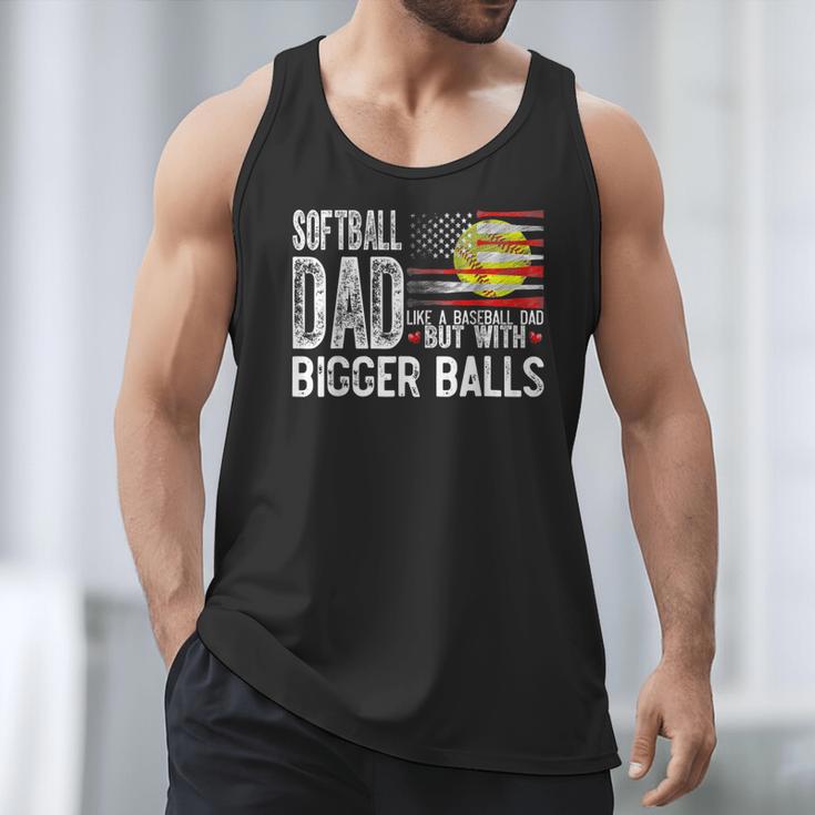 Softball Dad Like A Baseball Dad Retro US Flag Father's Day Men Tank Top