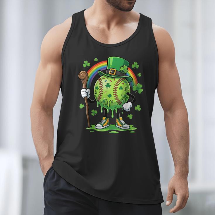 St Patricks Day Baseball Leprechaun Rainbow Green Baseball Men Tank Top