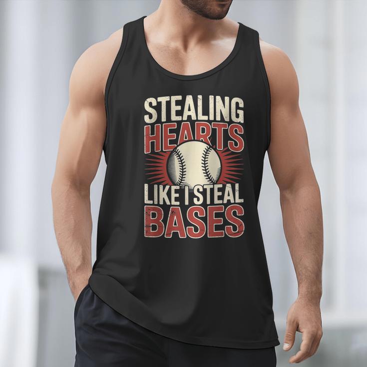 Stealing Hearts Like I Steal Bases Baseball Valentine Retro Men Tank Top
