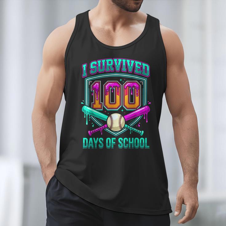 I Survived 100 Days Of School Baseball Drip Men Tank Top
