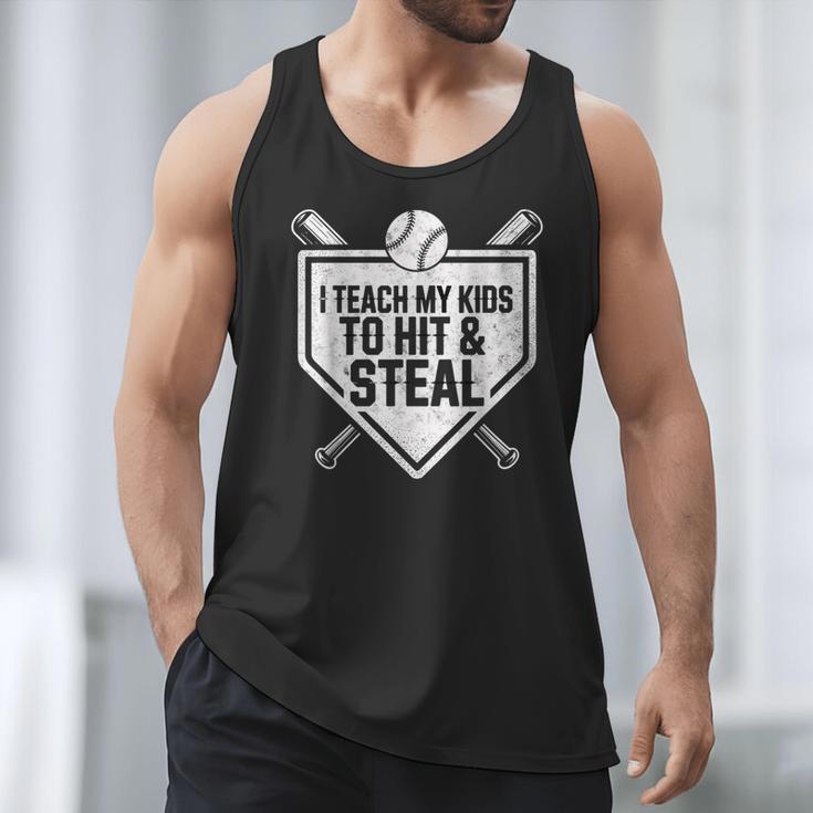 I Teach My Kids To Hit & Steal Baseball Player Coach Dad Tee Men Tank Top I Teach My Kids To Hit & Steal Baseball Player Coach Dad Tee Men Tank Top