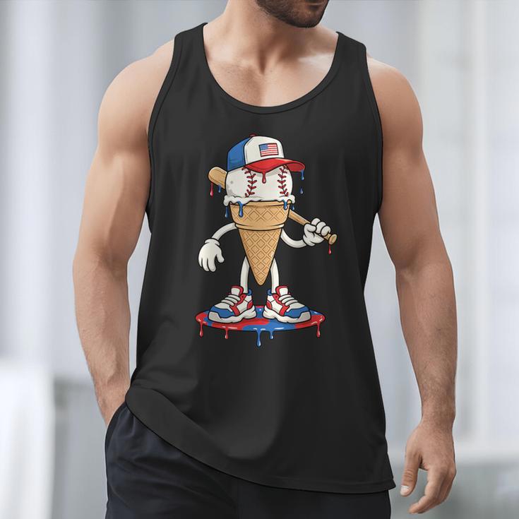 USA Patriotic Baseball Ice Cream Cone Freedom Men Tank Top