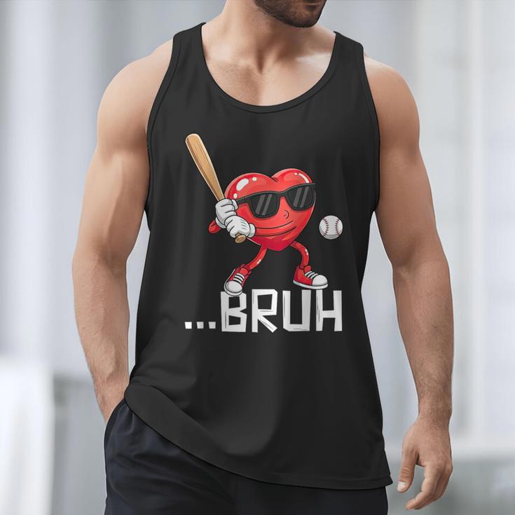 Valentines Bruh Red Heart Playing Baseball Men Boys Kids Men Tank Top