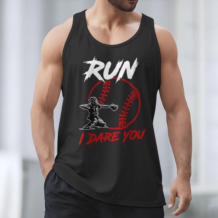 Vintage Baseball Catcher Boys Go Ahead Run I Dare You Men Tank Top Vintage Baseball Catcher Boys Go Ahead Run I Dare You Men Tank Top