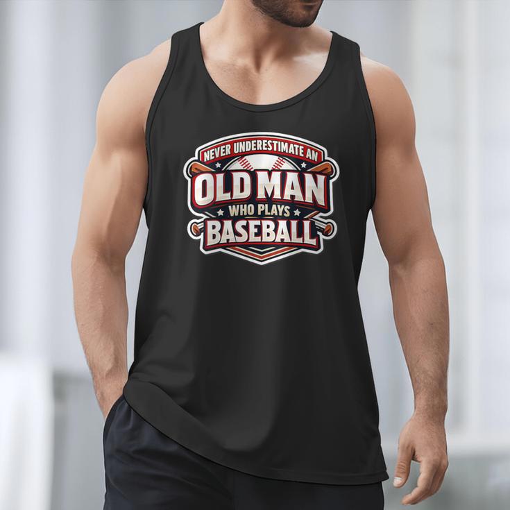 Women's Never Underestimate An Old Man Who Plays Baseball Men Tank Top