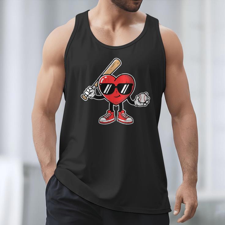 Women's Valentines Day Heart Baseball Player Sports Boys Kids Men Men Tank Top