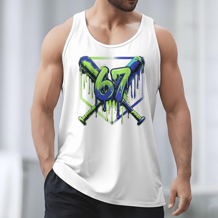 67 Baseball Drip Effect Urban Tee Style 6-7 Meme Graphic Premium Tri-Blend Men Tank Top