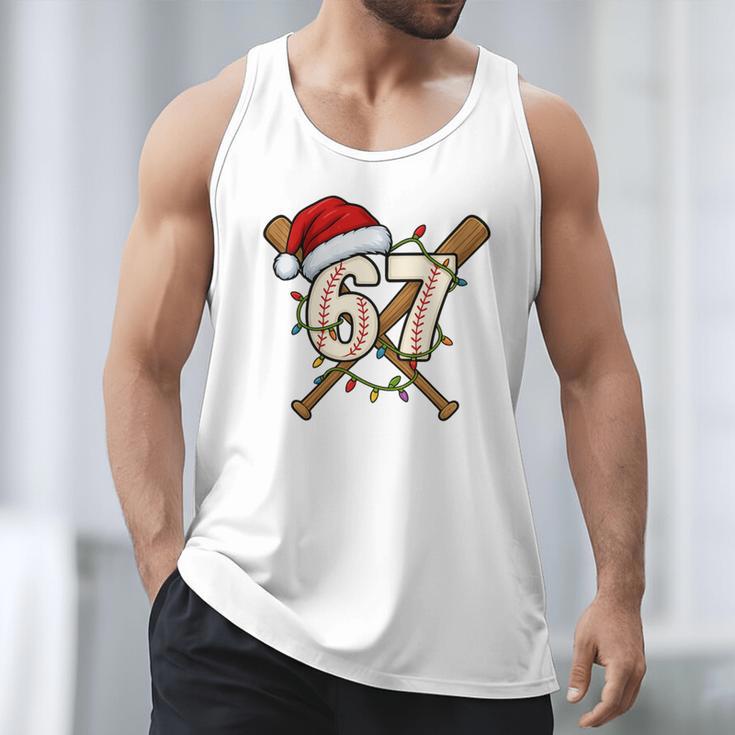 67 Baseball Xmas Lights Santa Hat Holiday Men Tank Top