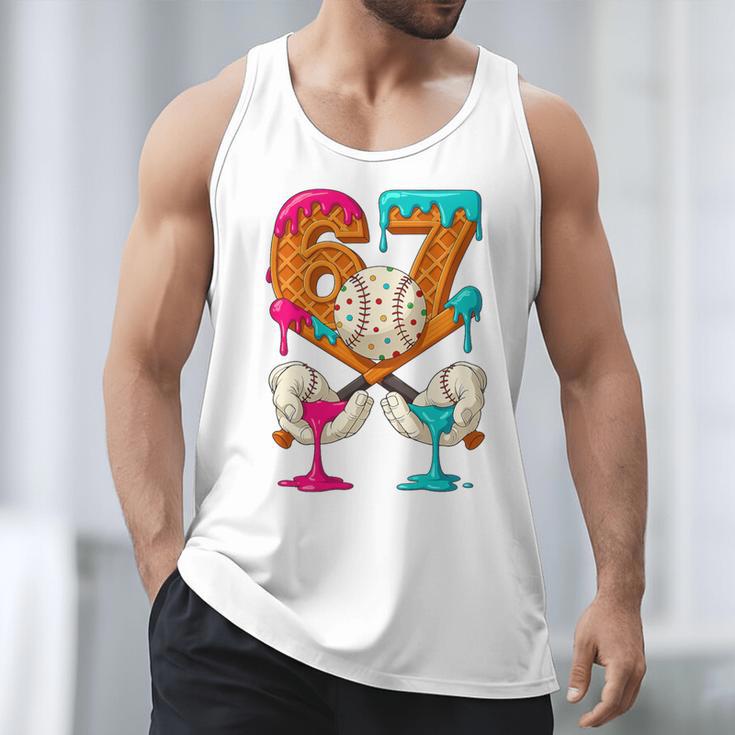 67 Ice Cream Drip Baseball Number 67 Player 67th Birthday Premium Tri-Blend Men Tank Top