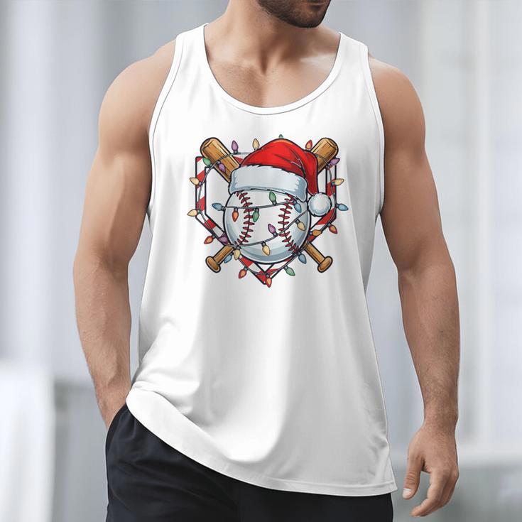 Christmas Baseball Santa Hat For Baseball Players Fans Men Tank Top